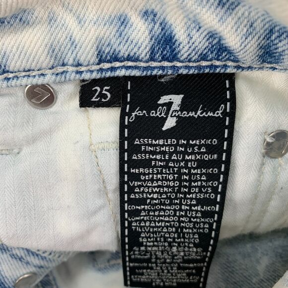 7 For All Mankind Ocean Avenue Shorts Womens 25 Distressed High Rise Button Fly - Picture 10 of 14